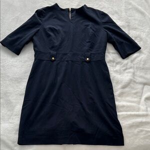 Tahari Navy Mini Dress with Gold Accents